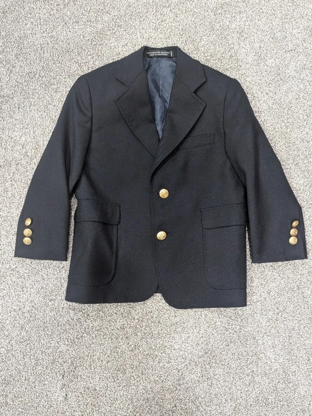 Nordstrom Suit Jacket Blazer Boys 5 Navy Gold Button Wool Blend Classic Preppy